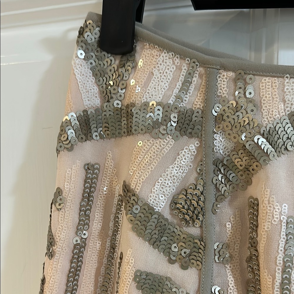 Hale Bob Pink White and Silver Bubble Mini Skirt with Sequin Embellishments XS - Picture 5 of 8